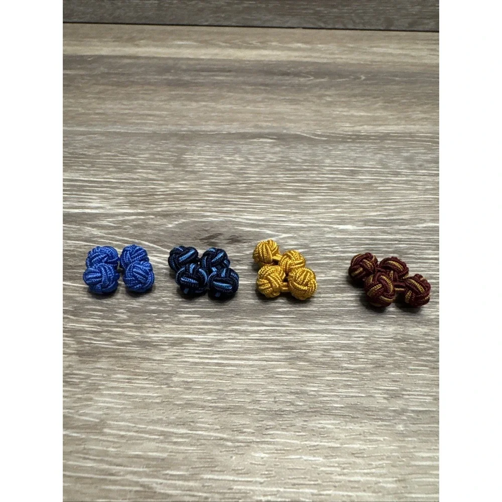 Silk Knot Fabric Cufflinks 4 Pairs Set for Mens/Womens Shirt Gift